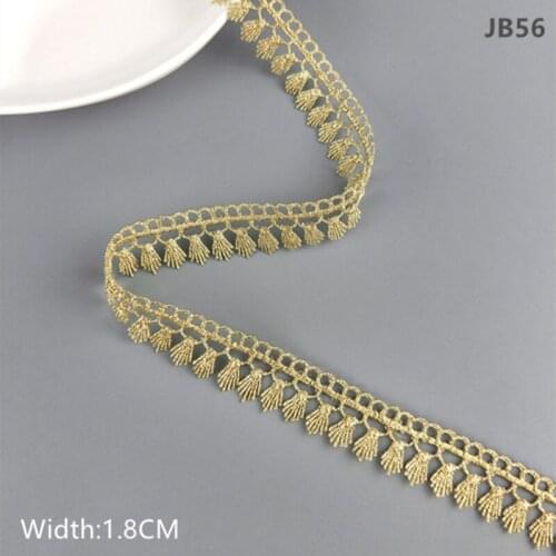 Zsbszc 2 yards 1.8cm width Golden small lace trim Embroidery lace ribbon Headscarf accessories JB56