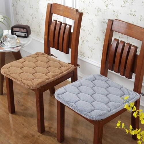 Plush Chair Seat Cushion With Bind Seat Cushion Pure Color Chair Pad Winter Seat Cushion Square Pad Fart Pad Dining Chair Mat