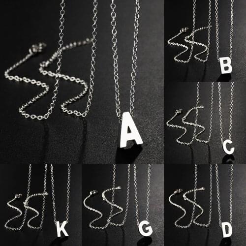 13 Letters A B C Pendant Silver Color Women/Mens Fashion Jewelry Stainless Steel Nameplate Necklace Xmas Gift Wholesale