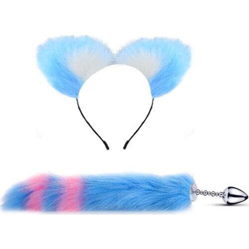 Fluffy Ears Hairpin And Metal Butt Plug Tail Set 4 Colors Anal Plug Tail Prostate Massager Butt Plug For Couple BDSM Cosplay 18