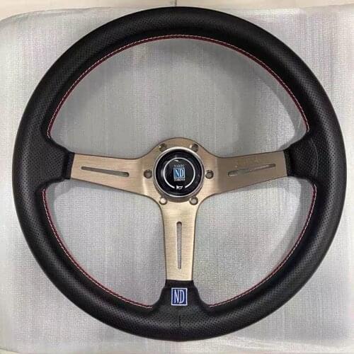14" Inch Steering Wheel Auto Universal Racing Sport Steering Wheel 350mm Leather Handmade Sewing Thread ND20S0802