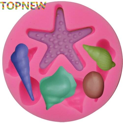 3D Starfish Seashells Silicone Mold Fondant Cake Decorating Chocolate Candy Molds Kitchen Baking Tools