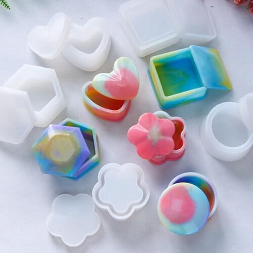Silicone Resin Box Storage Mold Jewelry Making Heart-Shaped Cutting DIY Crystal Glue UV Mold Gift Packaging Jewelry Tools