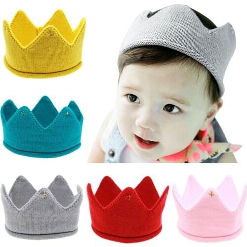 Crown Baby Hat Photography Props Autumn Winter Knit Newborn Baby Girl Boy Hat Turban Infant Toddler Beanie Cap Casquette Enfant
