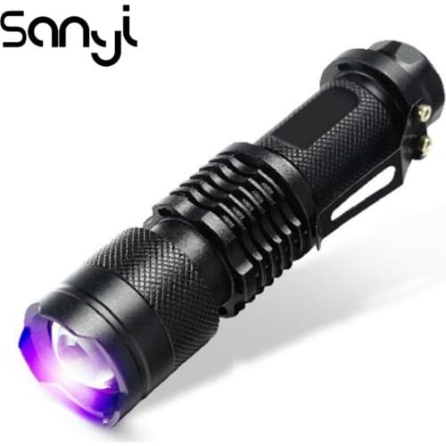 UV Flashlight Ultraviolet Torch LED Zoomable Pet Urine Stains Detector Use AA/14500 battery Mini UV Flashlamp Lantern 3 Modes