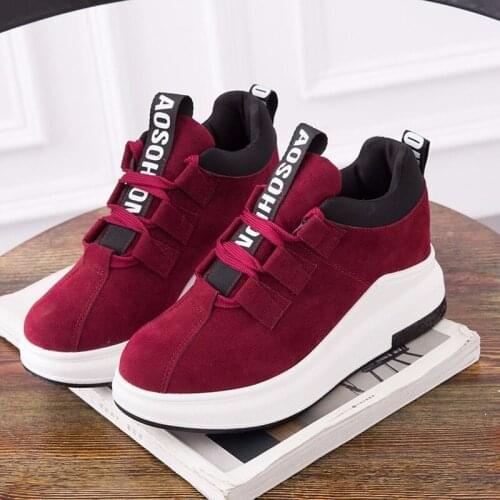 Women Casual Shoes Mesh Breathable Platform Sneakers Chunky Flat Thick Sole Tenis Wedge White Walking Shoes Women R1-85