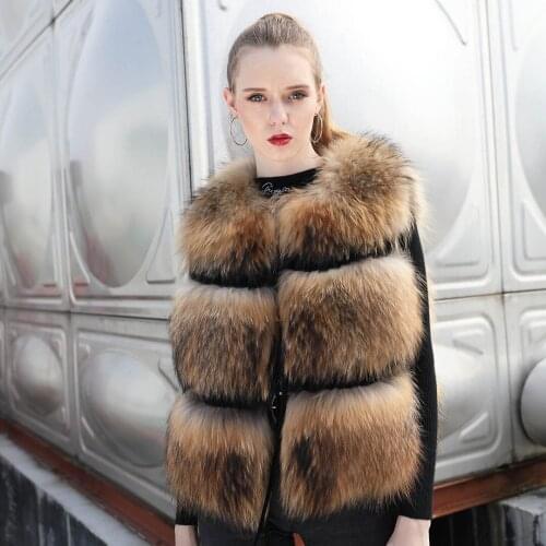 Women winter raccoon fur vest short-length sleeveless clothing genuine raccoon fur vest