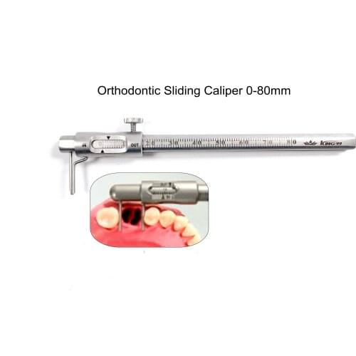 1pcs Dental SS Orthodontic Sliding Caliper 0-80mm Implant Gauge Measuring Caliper