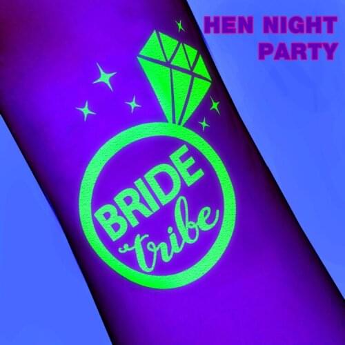 10pcs Luminous Team Bride Temporary Tattoo Glow in The Dark Tattoo Sticker for Bridesmaid Hens Night Party Bridal Shower Wedding