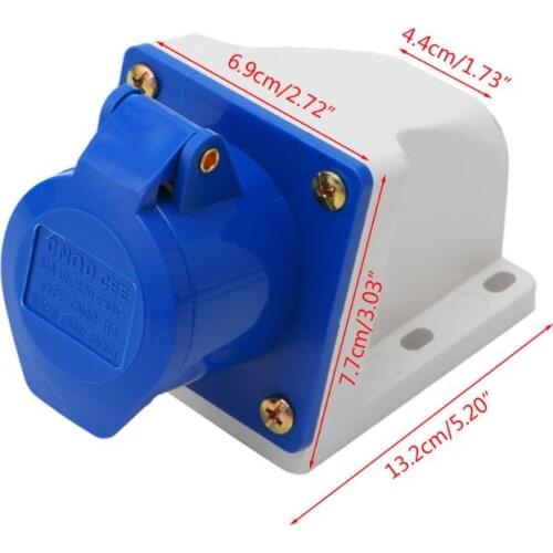 16 Amp 3 Pin Industrial Socket 220-250V Weatherproof IP44 2P+E 3Phase 16A