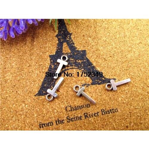 25pcs-- letter t charms, Antique Tibetan silver letter t charm Pendants Jewelry Making 16x7mm