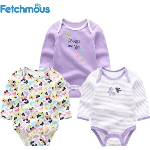 3Pcs Girls Clothes Newborn Long Sleeve Baby Boy Clothes Bodysuit Cotton Baby Clothing 0-12M Girls Baby Sets Baby Wear Jumpsuits