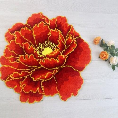 3D peony thick flower carpet bedroom living room round rug bed soft parlor pink rug anti-slip hallway chair kids door mat