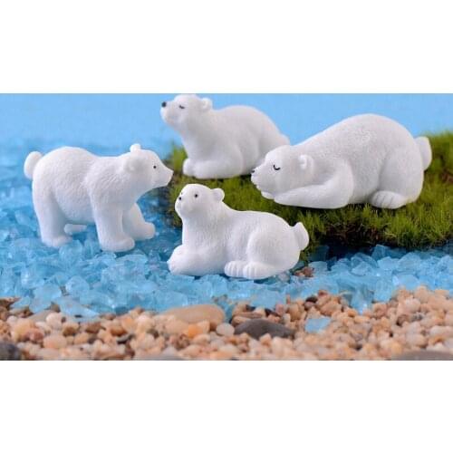 5PCS Animal Resin Fairy Garden Miniatures Polar Bear Miniature Garden Terrarium Figurines Home Decoration DIY Accessories