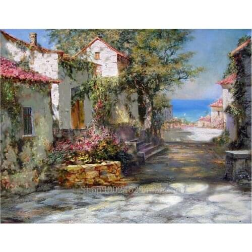 5D DIY Diamond Painting Rural scenery by the sea Diamond Mosaic Cross stitch full Square round Rhinestone Decor Picture FF350