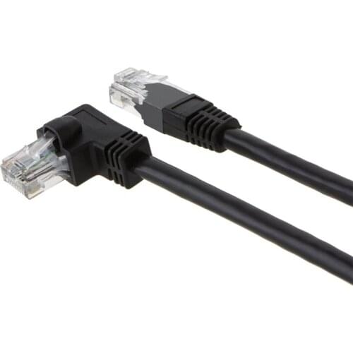 CAT6 Ethernet Patch Cable with 50U Gold Plated Contact, 3.3 Feet, Left Angled - Black