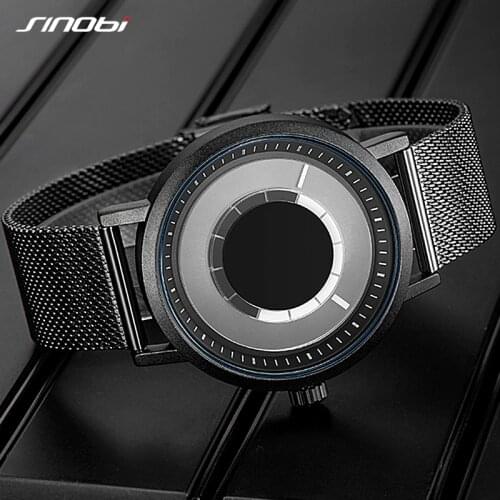 SINOBI New Unique Rotate Creative Design Mens Quartz Watch Men Casual Wristwatch Clock Male Gifts Blue Men Watches Reloj Hombre