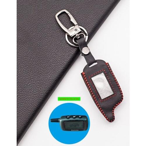 A9 Carrying 100% leather key cover for Starline A9/A4/A6/A8 Two-Way Car Alarm Starline Remote Control LCD Keyring shell