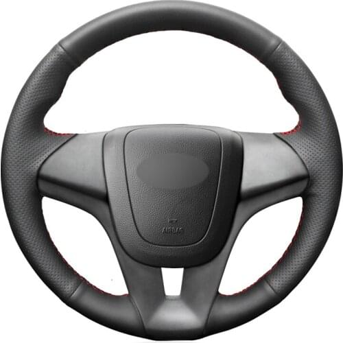 For Chevrolet Cruze Aveo Orlando Holden Cruze Ravon R4 Black Artificial Leather Hand-Stitched Steering Wheel Cover Auto parts
