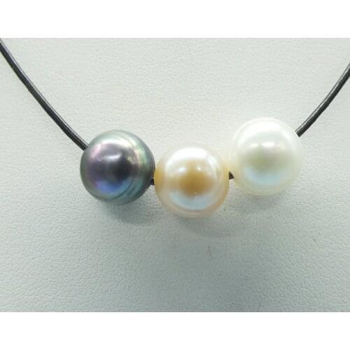 Brown Leather Pearl Choker, Real Freshwater Pearl Necklace,Single Pearl Choker Necklace,Handmade Jewelry,Boho Festival Gift 17"