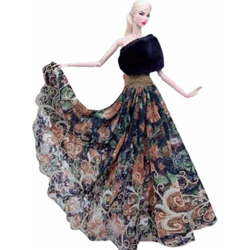 Khaki Floral 11.5" Doll Dress Princess Outfits For Barbie Clothes Party Gown 1/6 BJD Accessories For Barbie Doll Clothes Kid Toy