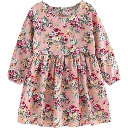 Kids Clothes Long Sleeve Dress Girl Dress 2019 Autumn Floral Print Toddler Girl Dresses Casual Children Dress