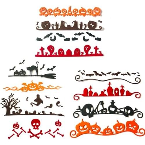 Halloween Pumpkin Skull Border Metal Cutting Dies Stencil Scrapbooking DIY Album Q1FD