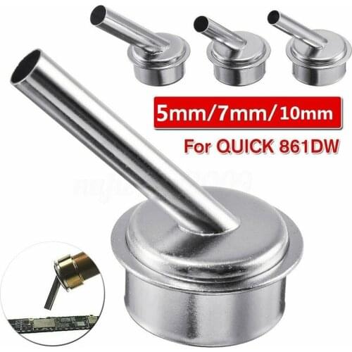 5/7/10mm 45° Bent Curved Angle Nozzle For QUICK 861DW Heat Hot Air Soldering Station Heat Gun Nozzle Replacement