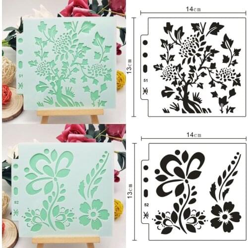 2pc Flowers Stencil DIY Wall Layering Painting Template Decorative Scrapbooking Embossing Album Supplies Reusable