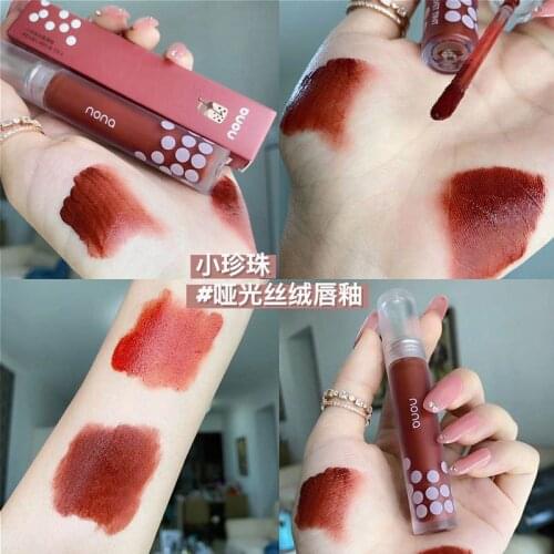 Nona velvet matte lip gloss dark brown red pumkin colors long lasting waterproof moisture liquid lipstick AC271