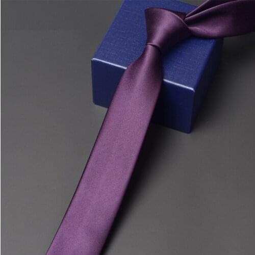 Fashion 5CM Skinny Purple Tie Brand New High Quality Men Business Work Ties Korean Style Slim Necktie for Young People Purple