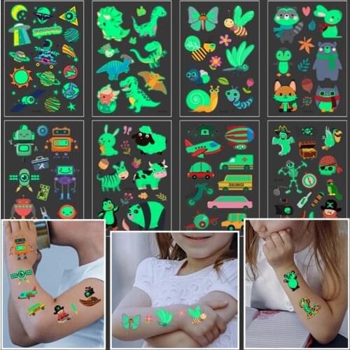 Cartoon Children Luminous Tattoo Stickers Temporary Kids DIY Glow In The Dark Stickers Paste on Body Child Baby Sticker Glow Toy