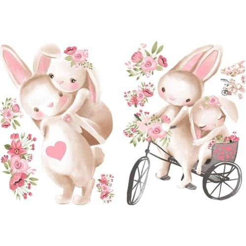 Cartoon Cute Bunny Wall Stickers For Baby Nursery Wall Decals Home Decoration For Kids Room