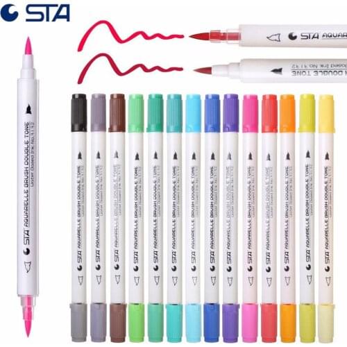 STA 14pcs Gradient Brush Pen Set Watercolor Painting Brushes Drawing Marker Coloring Pinceles Acuarela Student Stationery