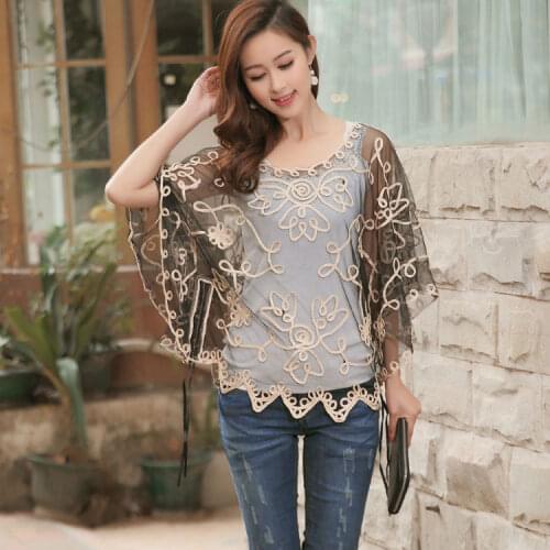 Clairvoyant outfit mantissas Women outerwear lace gauze cape cloak chiffon shirt female clothes