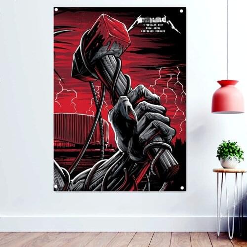 Blood Cone Wallpaper Devil Dark Rock Band Artworks Flag Canvas Printing Wall Hanging Heavy Metal Poster Tattoo Banner Home Decor