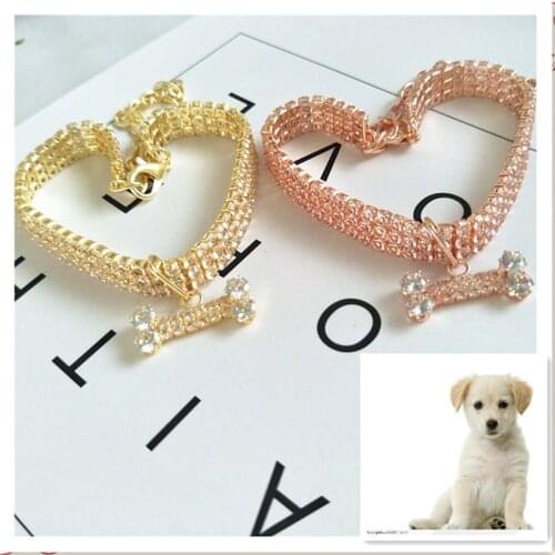 Pets Rhinestone Collar Cat Dog Choker Products Fashion Accessories Pomeranian Luxury Necklace Suit For Chihuahua Teddy Cat Puppy