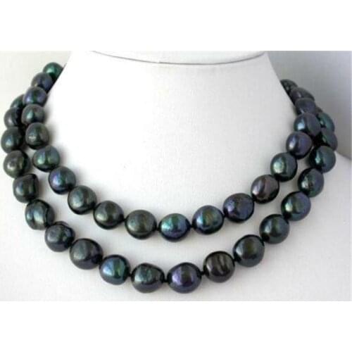 NEW 32" 8-9mm nature baroque black freshwater pearl necklace