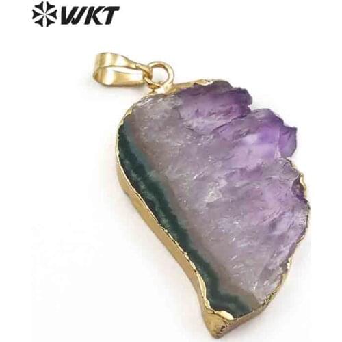 WT-P858 Charm Gold Crystal Wing Pendant for Necklace natural crystal beautiful wing pendant raw crystal pendant Wholesale 5pcs