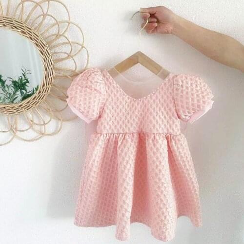 Girls casual dress summer 2021 new childrens puff sleeve little girl fashion cute beautiful toddler princess dresses