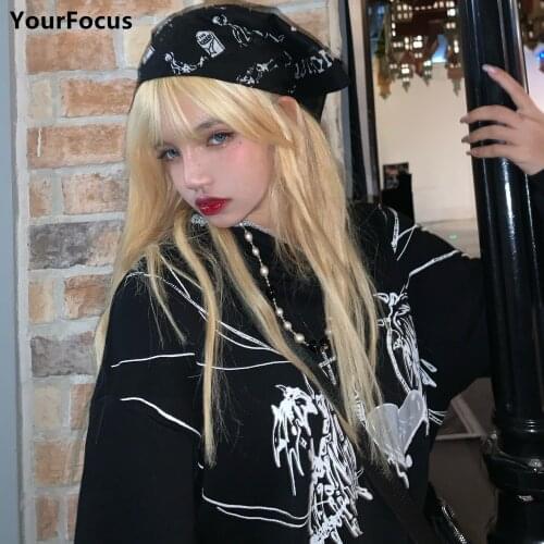 Gothic Harajuku Hip hop Kpop Y2k Black Headband Spider Web Tombstone Skull Bandana Hair Accessories Punk Goth Square Scarf