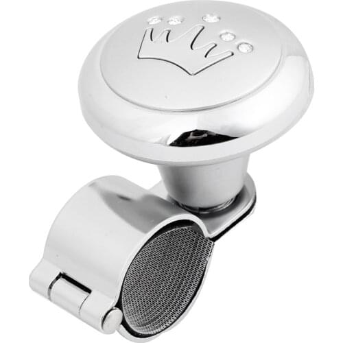 X Autohaux Silver Tone Crown Pattern Metal Plastic Handle Car Steering Wheel Knob