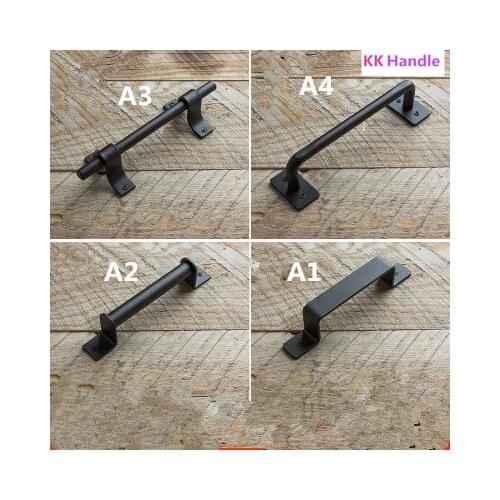 Rustic Carbon steel black interior barn sliding door handle