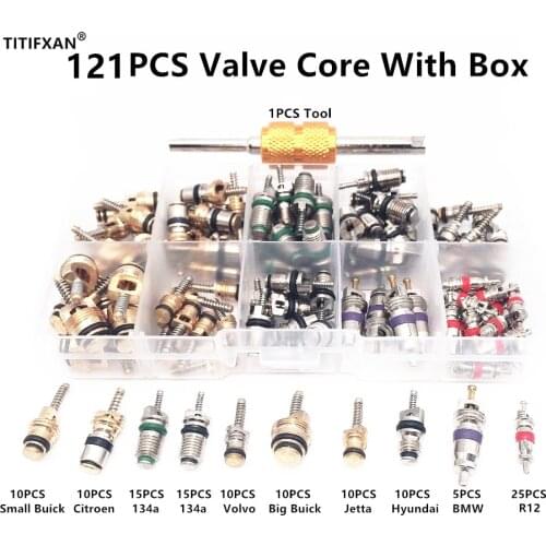Auto R134a R12 Car Air Conditioning Valve Core And Wrench With Box For BMW Buick Citroen FuKang Jetta Volvo Hyundai