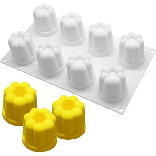 Silicone Mousse Cake Molds 3D Bakeware DIY Mould, 8 Holes Hight Small Flower Shape