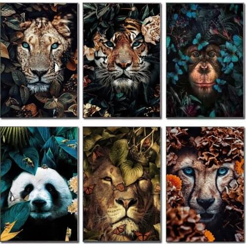 Modern Tiger Lion Leopard Living Room Decoration Painting Sofa Background Wall Painting Restaurant Domineering Prints