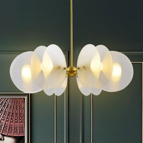 Modern Simple Adjustable Long Chandelier Lighting Acrylic Lamp Shades E14 LED Lights For Living Room Bedroom Kitchen