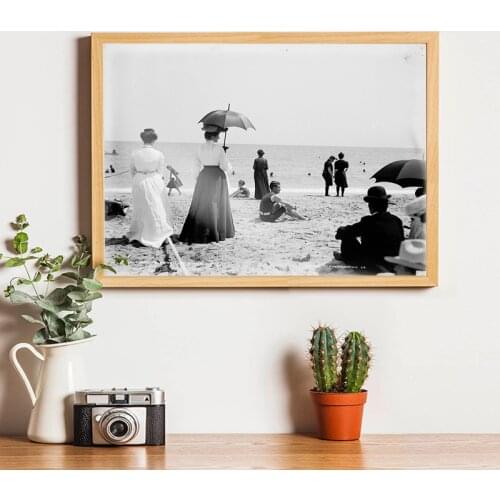 Palm Beach 1903s Vintage Photography Canvas Poster Victorian Summer Vacation Beach Landscape Wall Art Painting Prints Home Decor