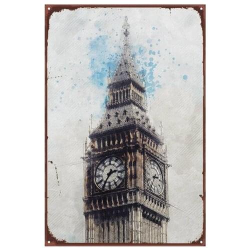Vintage London Big Ben Poster Sign Home Decor Vintage Tin Signs Pub Vintage Decorative Plates Metal Wall Art Hot