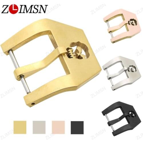 ZLIMSN 20 22 24 26mm 316L Solid Stainless Steel Buckle Watchband Gold Silver Black Watch Strap Clasp Replacement Repair Tool
